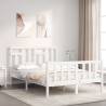 Bed Frame with Headboard White 140x190 cm Solid Wood Colour white Size 140 x 190 cm 