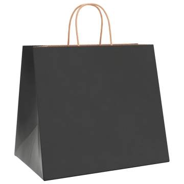 250 Black Paper Bags with Handles - Eco-Friendly & Durable