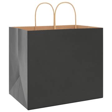 250 Black Paper Bags with Handles - Eco-Friendly & Durable