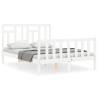 White Bed Frame with Headboard 140x190 cm | Solid Wood