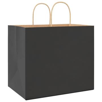 250 Black Paper Bags with Handles - Eco-Friendly & Durable