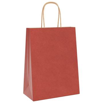 Red Paper Bags with Handles - 250 pcs - Eco-Friendly Option