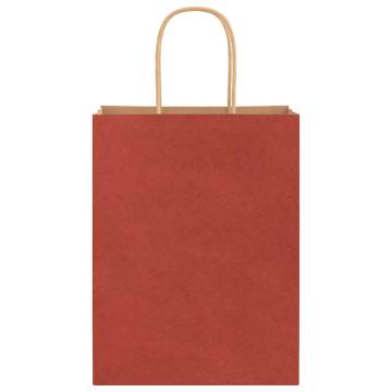 Red Paper Bags with Handles - 250 pcs - Eco-Friendly Option