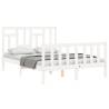 White Bed Frame with Headboard 140x190 cm | Solid Wood