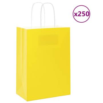 250 Yellow Paper Bags with Handles - Eco-Friendly & Versatile