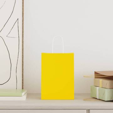 250 Yellow Paper Bags with Handles - Eco-Friendly & Versatile