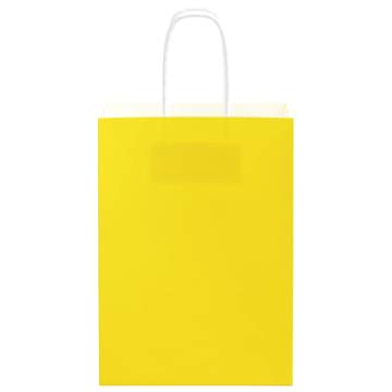 250 Yellow Paper Bags with Handles - Eco-Friendly & Versatile