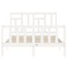 White Bed Frame with Headboard 140x190 cm | Solid Wood