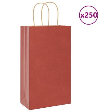 Red Paper Bags with Handles - 250 pcs | Eco-Friendly Packaging