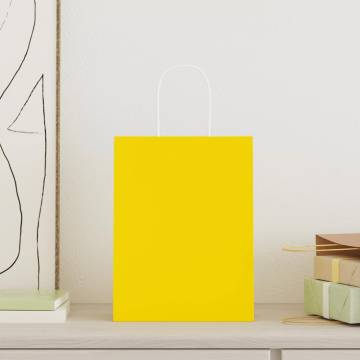 Yellow Paper Bags 250 pcs with Handles - Eco-Friendly Packaging