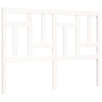 White Bed Frame with Headboard 140x190 cm | Solid Wood