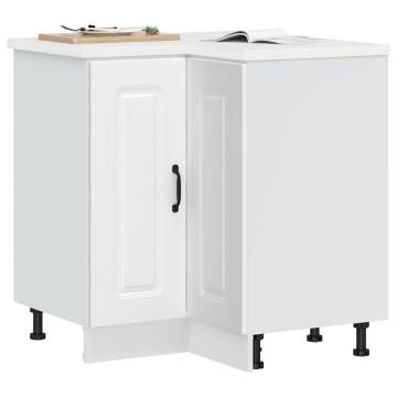 Kitchen Corner Base Cabinet Kalmar - White Engineered Wood