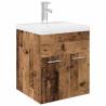 Stylish Sink Cabinet with Basin & Faucet - Old Wood Finish