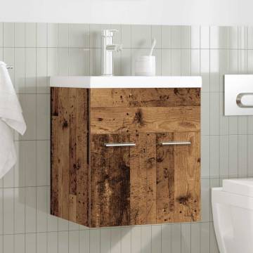 Stylish Sink Cabinet with Basin & Faucet - Old Wood Finish