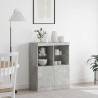 Stylish Concrete Grey Sideboard - Durable Engineered Wood