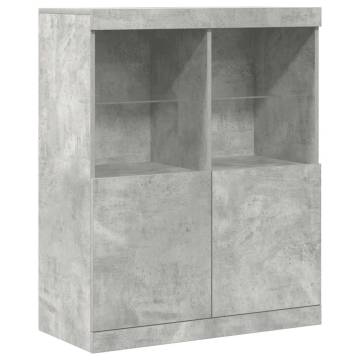 Stylish Concrete Grey Sideboard - Durable Engineered Wood