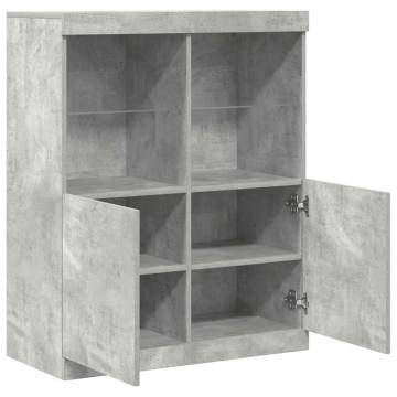 Stylish Concrete Grey Sideboard - Durable Engineered Wood