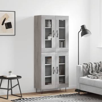 Stylish Highboard Grey Sonoma | 69.5x34x180 cm