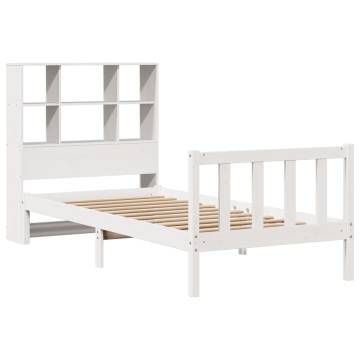 Bookcase Bed without Mattress White - Solid Pine 75x190 cm