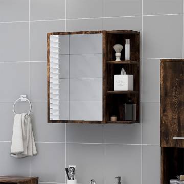 Smoked Oak Bathroom Mirror Cabinet - 62.5x20.5x64cm