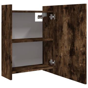 Smoked Oak Bathroom Mirror Cabinet - 62.5x20.5x64cm