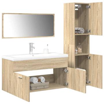 4 Piece Bathroom Furniture Set - Sonoma Oak Engineered Wood