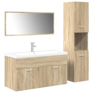 4 Piece Bathroom Furniture Set - Sonoma Oak Engineered Wood