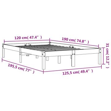 Wax Brown Bed Frame 120x190 cm | Solid Pine Wood Small Double