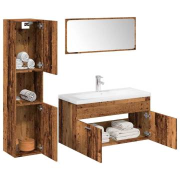 5 Piece Bathroom Furniture Set - Old Wood Engineered Wood