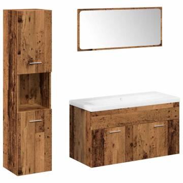 5 Piece Bathroom Furniture Set - Old Wood Engineered Wood