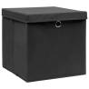 Storage Boxes with Covers - 4 pcs 28x28 cm Black | Hipo Market