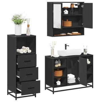 3 Piece Black Bathroom Furniture Set - Stylish & Durable