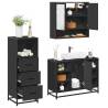  3 Piece Bathroom Furniture Set Black Engineered Wood Colour black Number of 1 