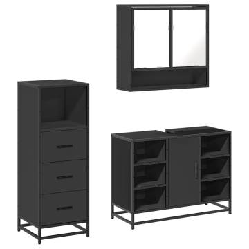 3 Piece Black Bathroom Furniture Set - Stylish & Durable