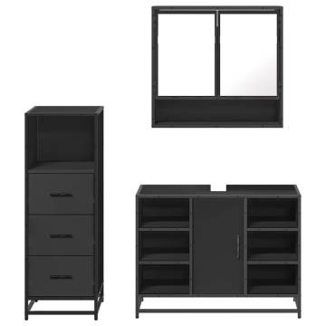 3 Piece Black Bathroom Furniture Set - Stylish & Durable