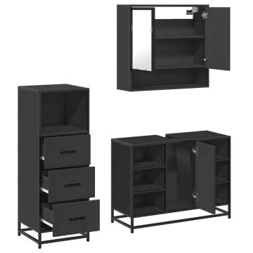 3 Piece Black Bathroom Furniture Set - Stylish & Durable