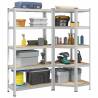  2 Piece 5-Layer Shelves Set Silver Steel&Engineered Wood Colour silver Size 90 x 40 x 180 cm Quantity in Package 2 Amount 1 