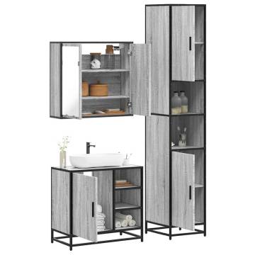 4 Piece Bathroom Furniture Set - Grey Sonoma Wood | HipoMarket