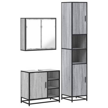 4 Piece Bathroom Furniture Set - Grey Sonoma Wood | HipoMarket