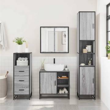 4 Piece Bathroom Furniture Set - Grey Sonoma Wood | HipoMarket