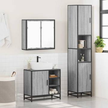 4 Piece Bathroom Furniture Set - Grey Sonoma Wood | HipoMarket