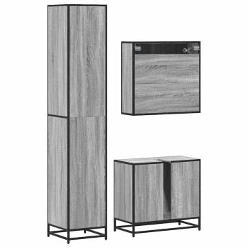 4 Piece Bathroom Furniture Set - Grey Sonoma Wood | HipoMarket