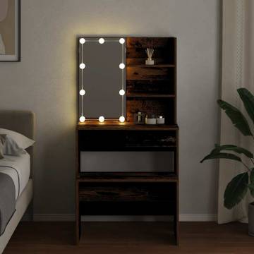 Stylish LED Dressing Table Set in Old Wood | HipoMarket