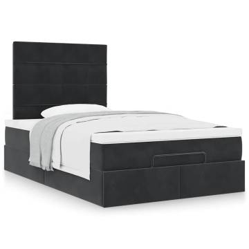 Elegant Ottoman Bed with Mattresses - Black Velvet 120x200cm