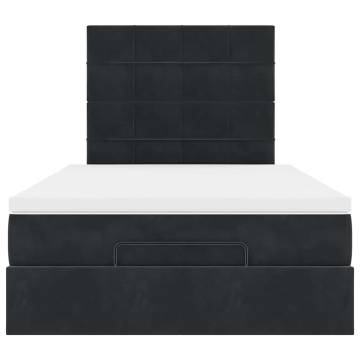 Elegant Ottoman Bed with Mattresses - Black Velvet 120x200cm