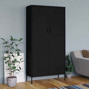 Stylish Black Steel Wardrobe 90x50x180 cm | HipoMarket