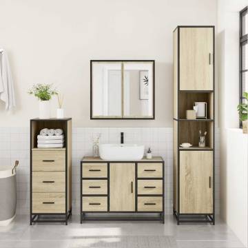 4 Piece Bathroom Furniture Set - Sonoma Oak - Stylish & Durable