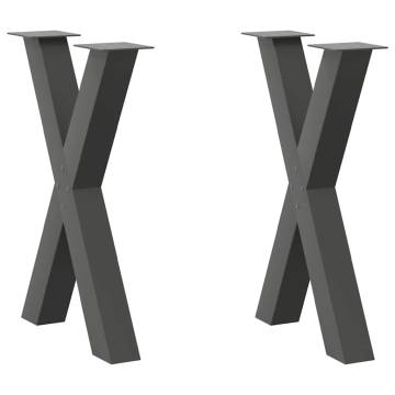 X-Shaped Dining Table Legs - 2 pcs Anthracite Steel 50x73 cm