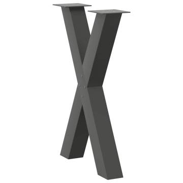 X-Shaped Dining Table Legs - 2 pcs Anthracite Steel 50x73 cm