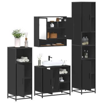 4 Piece Black Bathroom Furniture Set - Stylish & Durable